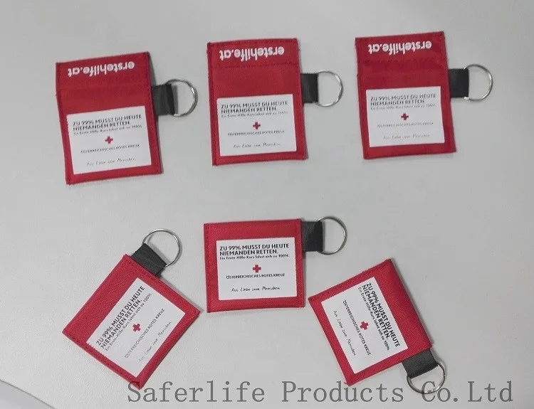 
Competitive promotion products key chain emergency disposable CPR face shields 