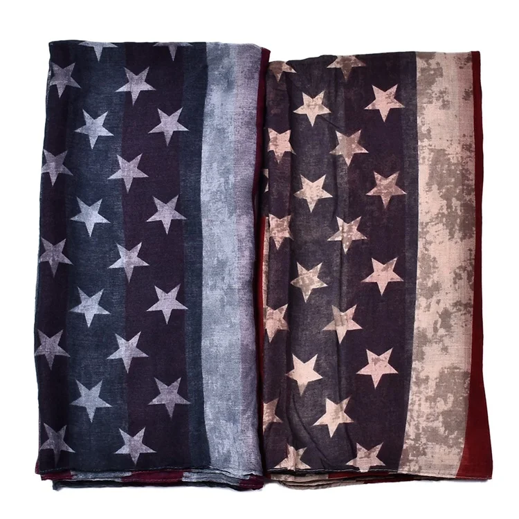 Cenrui Vintage American Flag Scarf,Unisex Fashion Premium Patriotic,Red,Khaki and Blue American Flag Infinity Shawl Scarf