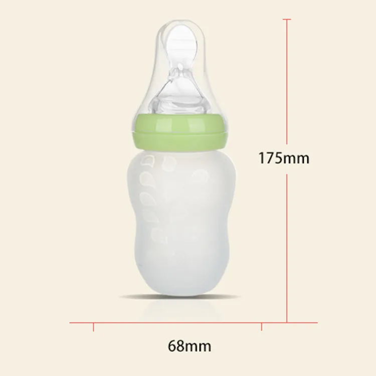 180ML silicone baby feeding bottle with spoon bottle baby squeeze spoon
