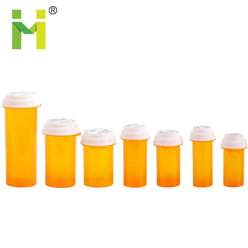 Small Airtight Plastic Medical Vials with Hold Tab Down & Turn Cap