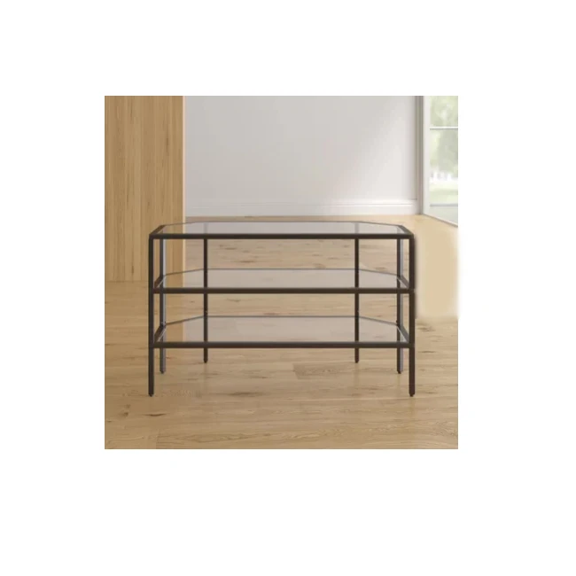 Flat Glass Shelf stand Reclaimed Metal Wooden TV Table Living Room Rustic Furniture and Metal TV Table Home Furniture TV holder