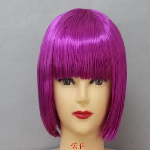 Short Bobo wig straight hair dance party wig  multicolor cosplay wigs