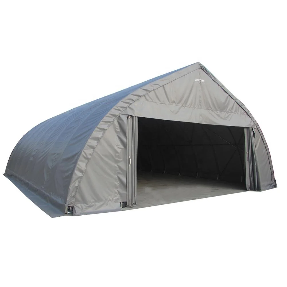 Large outdoor industrial or farm warehouse storage tent