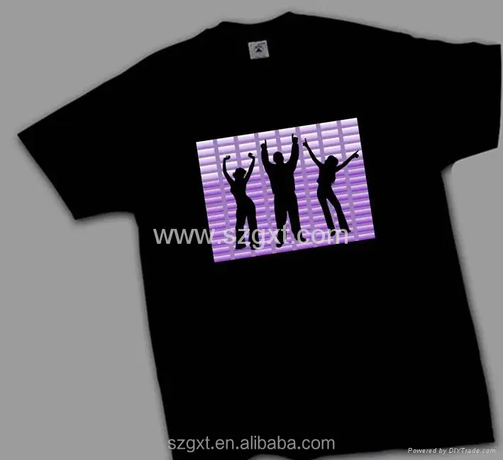 el animated flashing t-shirt /EL cool sound-activated flashing t-shirt