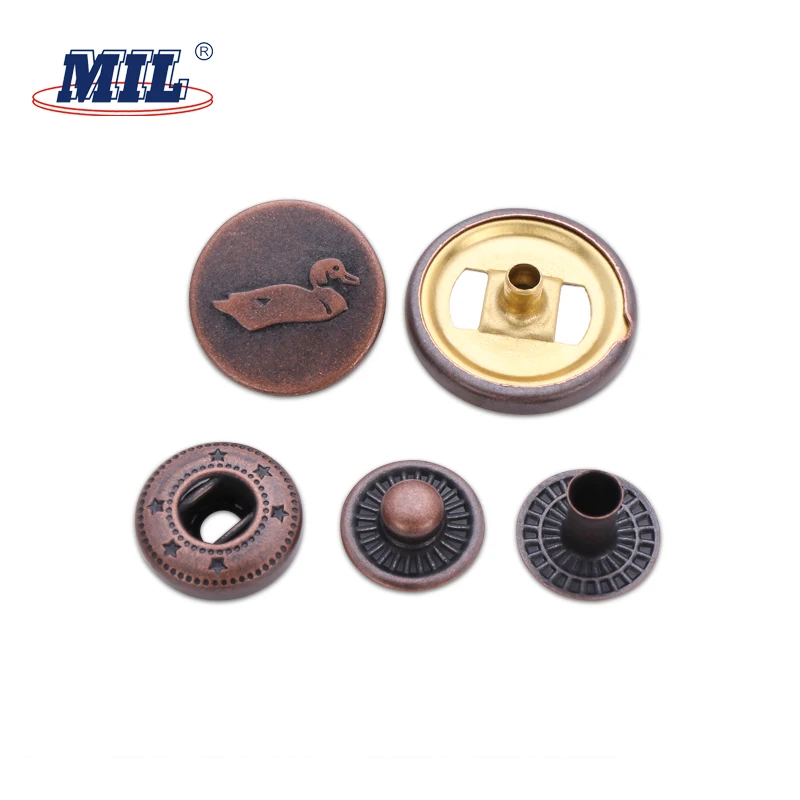 High Quality Zinc Alloy Gold Flat Press Metal Snap Fastener Button