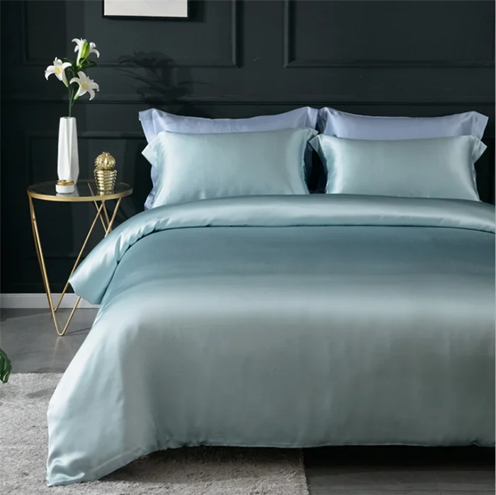 Fashion Luxury Silk Satin Bedding Pure Mulberry Silk Duvet Cover Set 5 Star Hotel Bed Sheet Set