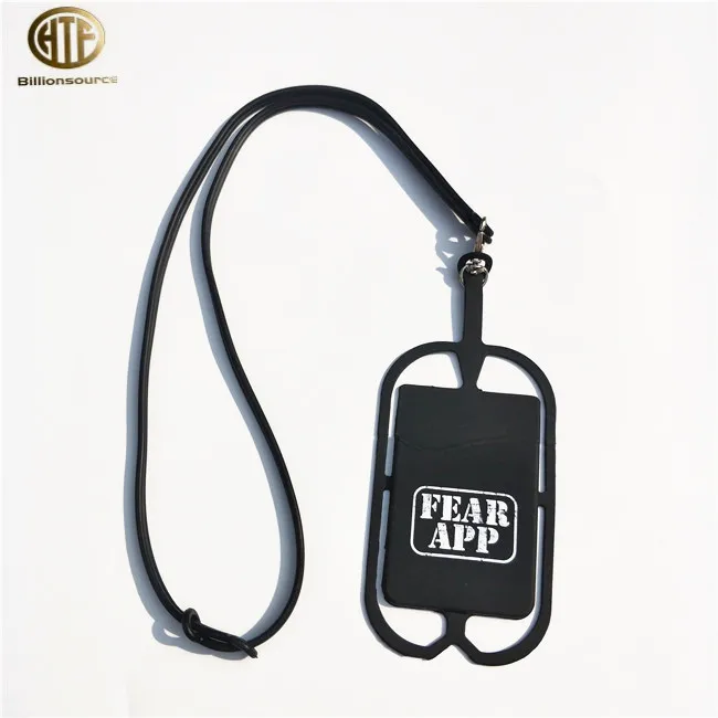 2020 Promotional customized logo silicone rubber lanyard cell phone case holder