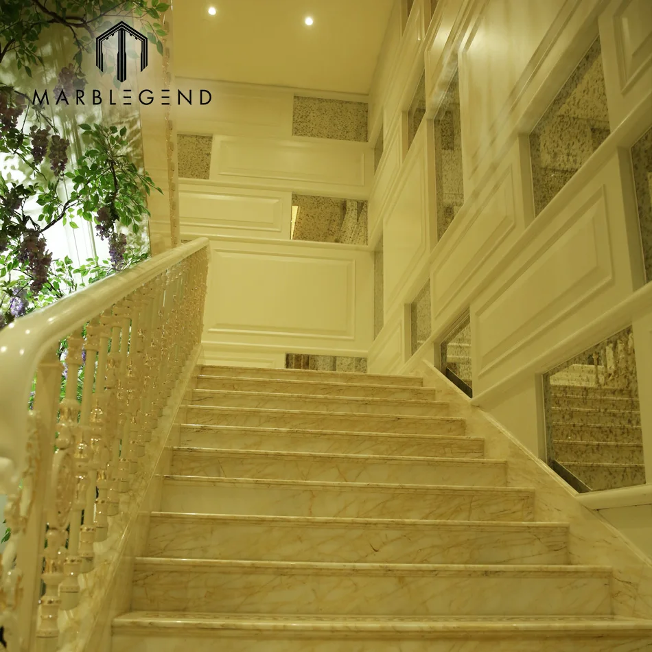 
custom luxury home interior design high quality Aran White marble stair tread for sale 