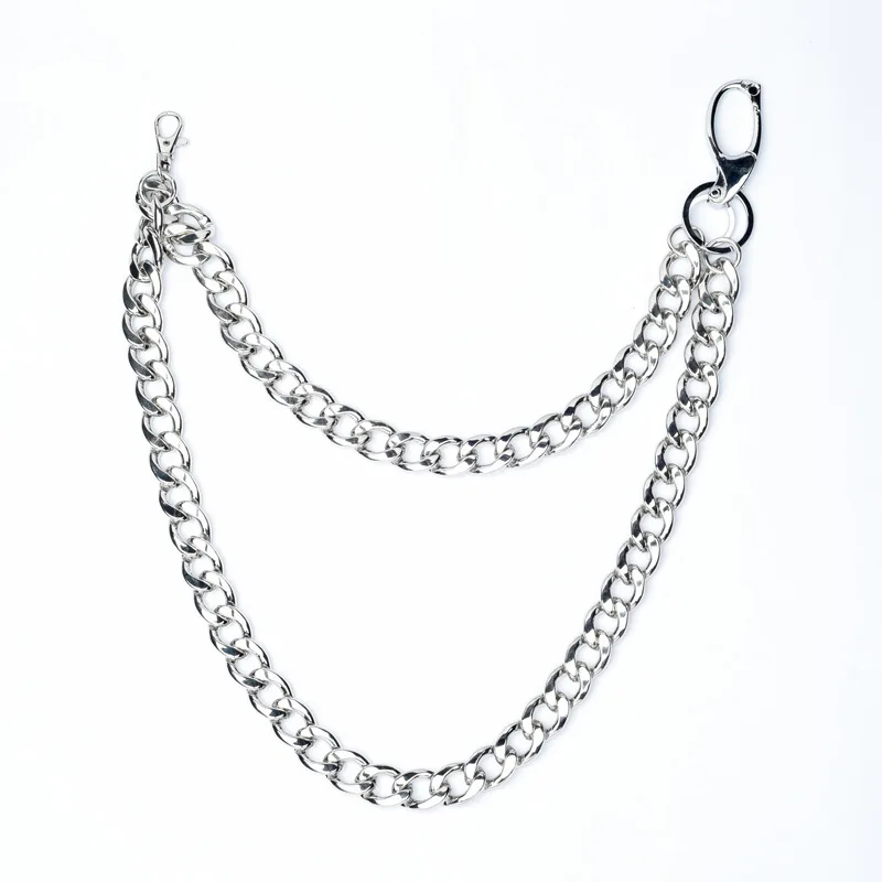 Mens Punk Jewelry Metal Wallet Belt Chain Rock Punk Trousers Hipster Pant Jean Keychain Silver Ring Clip Keyring