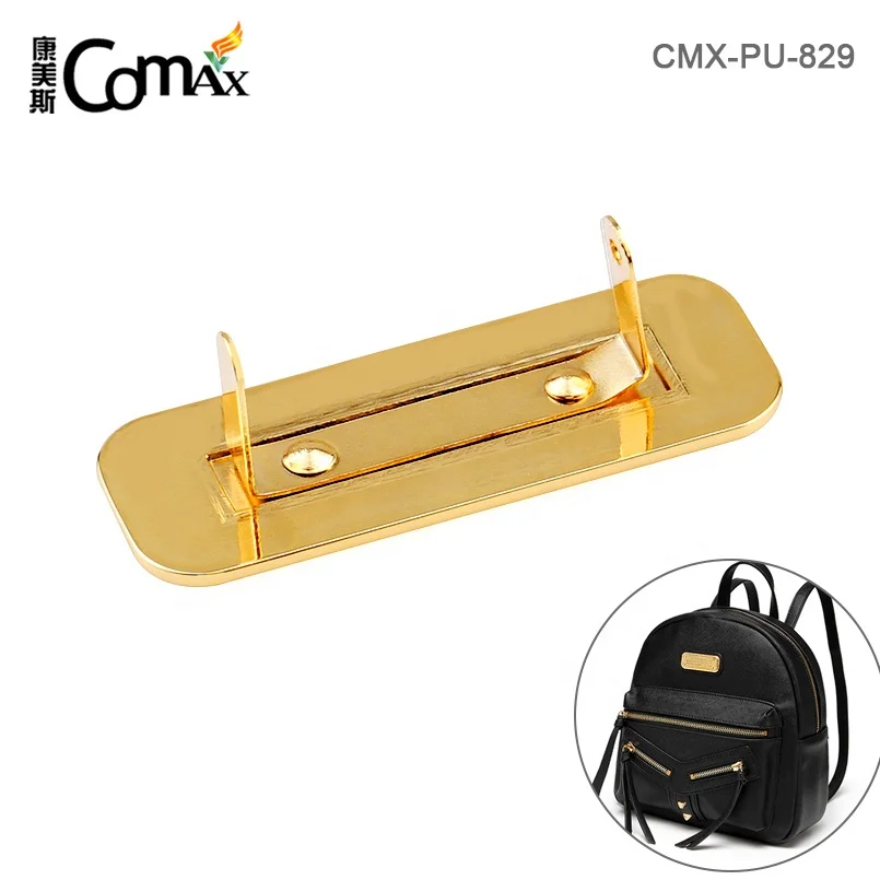 Custom Metal Plate with 4 Decorative Screws Gold Plated for Handbag