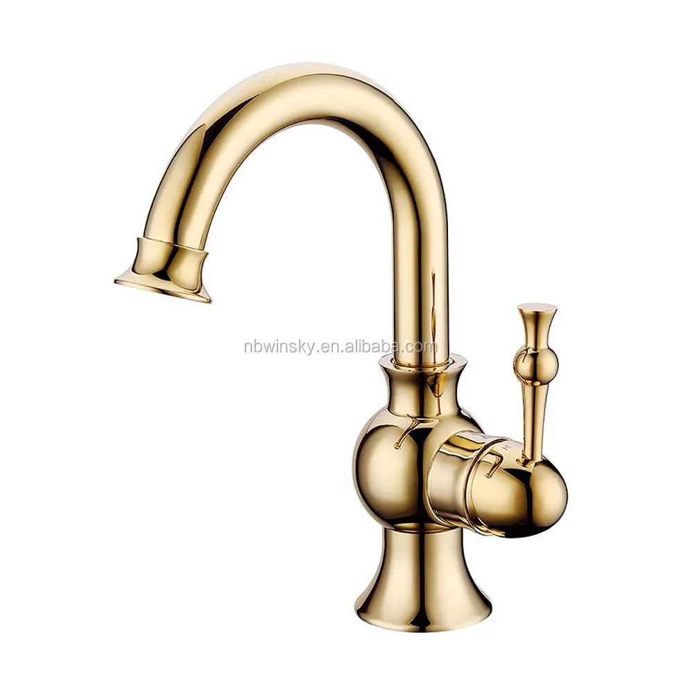 
brass goldern wash basin faucet 