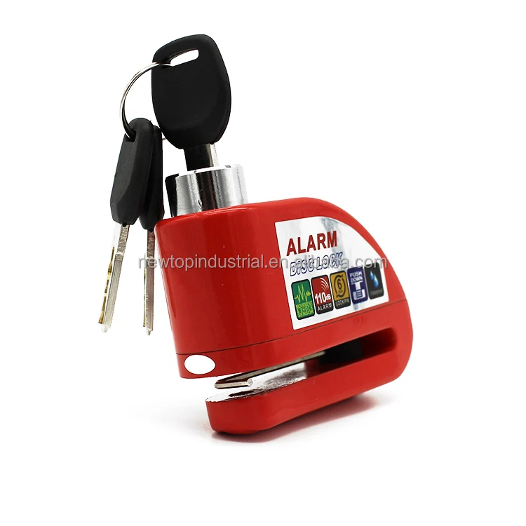 Wholesale red alarm disc lock siren padlock alert lock for motorbike or bicycle