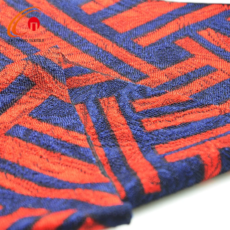 Fabric Stretch Fukuro Jacquard Chunnuo Knitting Factory Polyester Jersey Fabric 100% Polyester 95% Polyester +5% Spandex Printed
