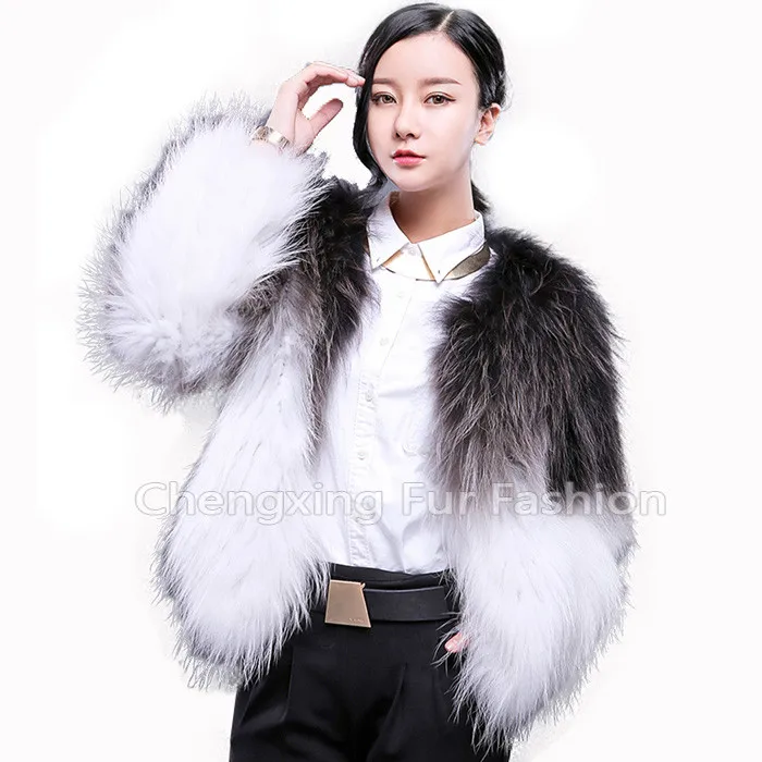 CX-G-A-187B New Classic Hand Knitted Fur Jacket Women Real Raccoon Fur Coat