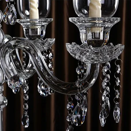 5 arms crystal candelabra for wedding planning&design,tall crystal candle holder for table centerpiece