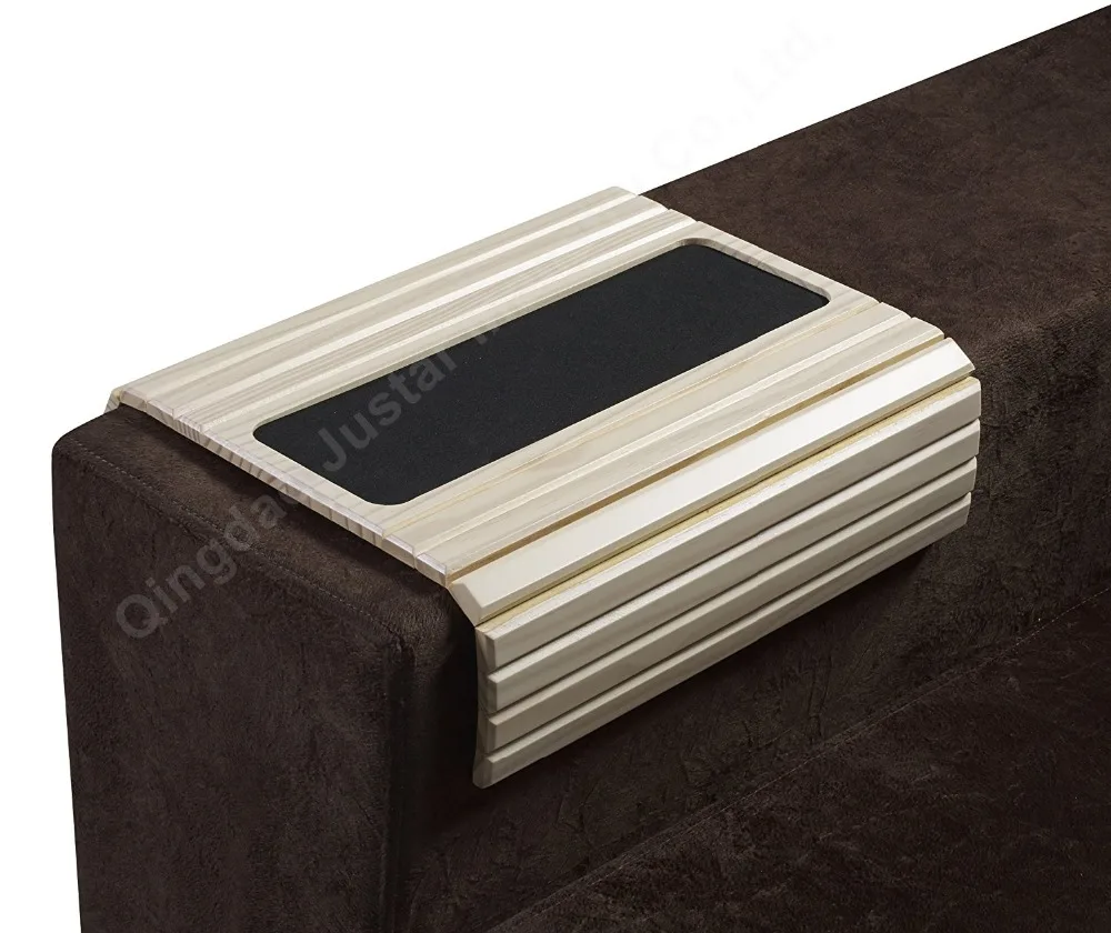 
Flexible removable Wooden Sofa Armrest Roll Up Tray Table 