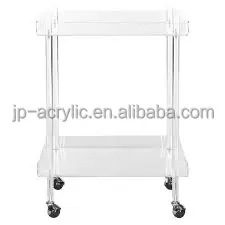 Clear Acrylic Rolling Drinks Kitchen Serving Trolley Cart on Wheels