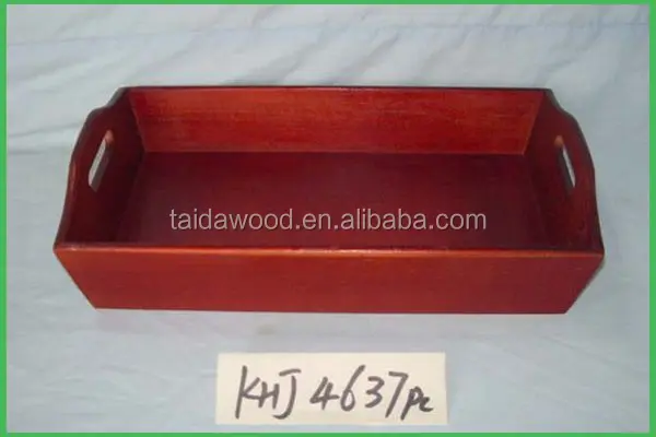 painted storage fruits/red stain wooden tray / wooden crates/ box with rope handle for home, shop, market