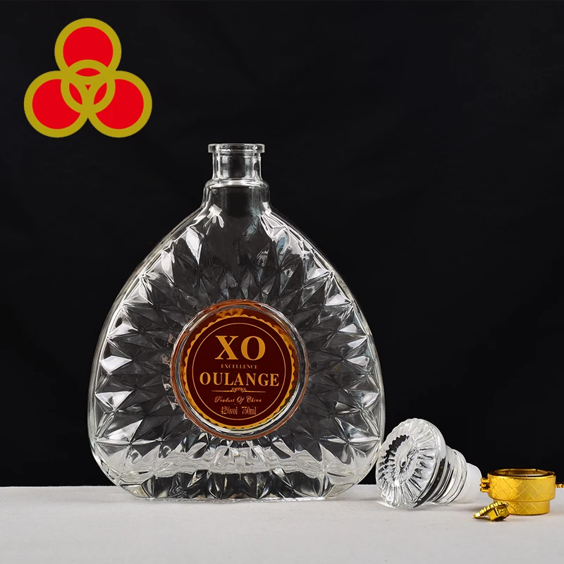  Оптовая продажа пустые стеклянные бутылки для водки рома бренди спирта XO 750