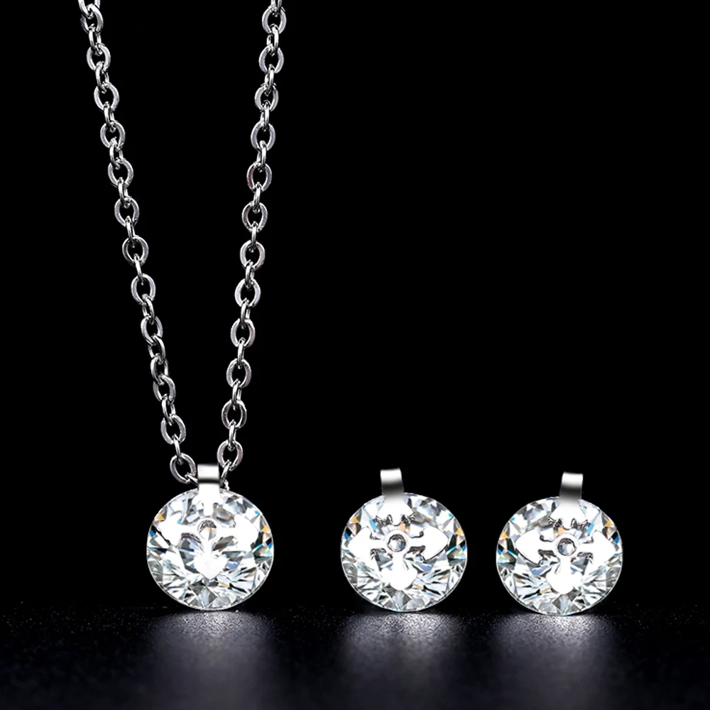 NEW Fashion African Beads high quality stainless steel necklace earrings jewelry sets (TE-057S)