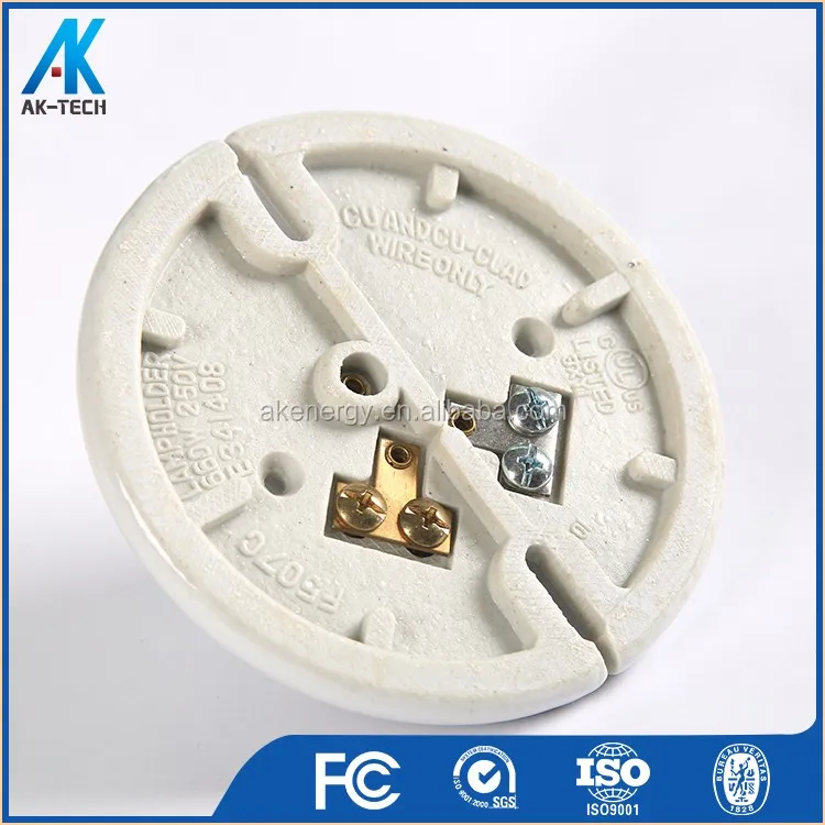 porcelain ceramic iron screw lamp holder switch, e27 light bulb holder