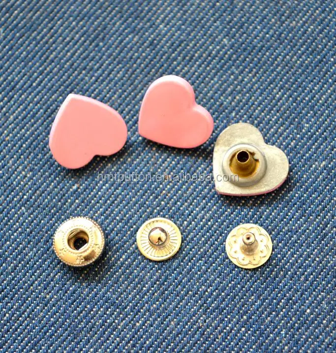 
Pink color heart shape metal zinc alloy snap button 