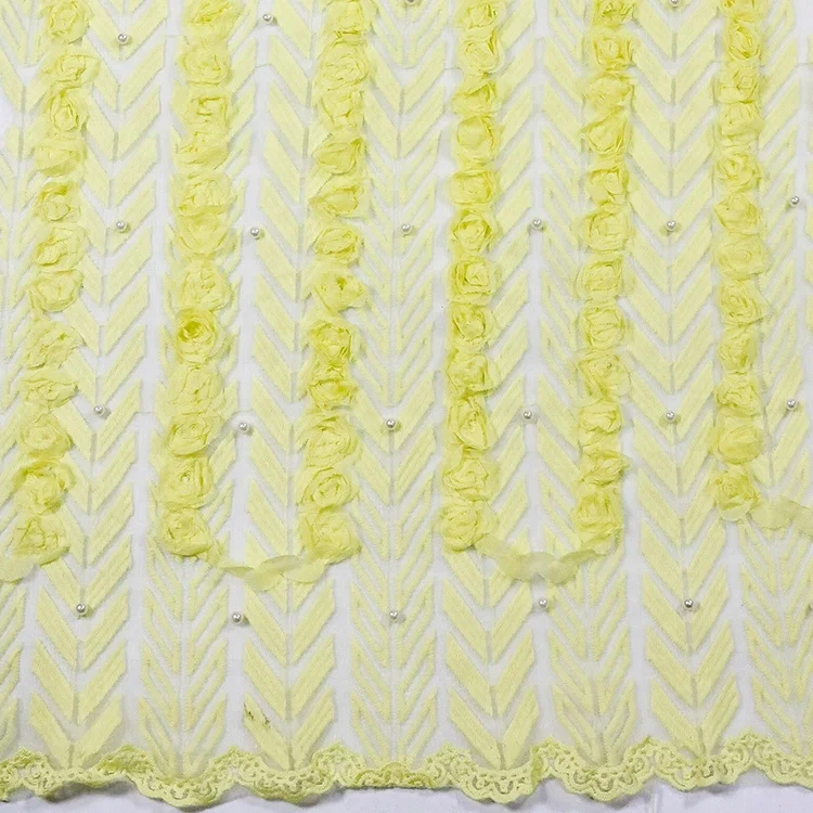 African George Flower Embroidery lace fabric With Beaded