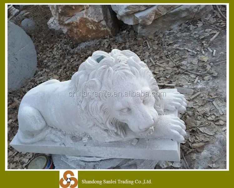 Garden decoration stone sculpture white marble lion statues