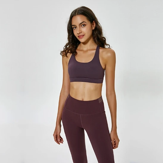 
Custom mesh sexy racer back sports bra for ladies 