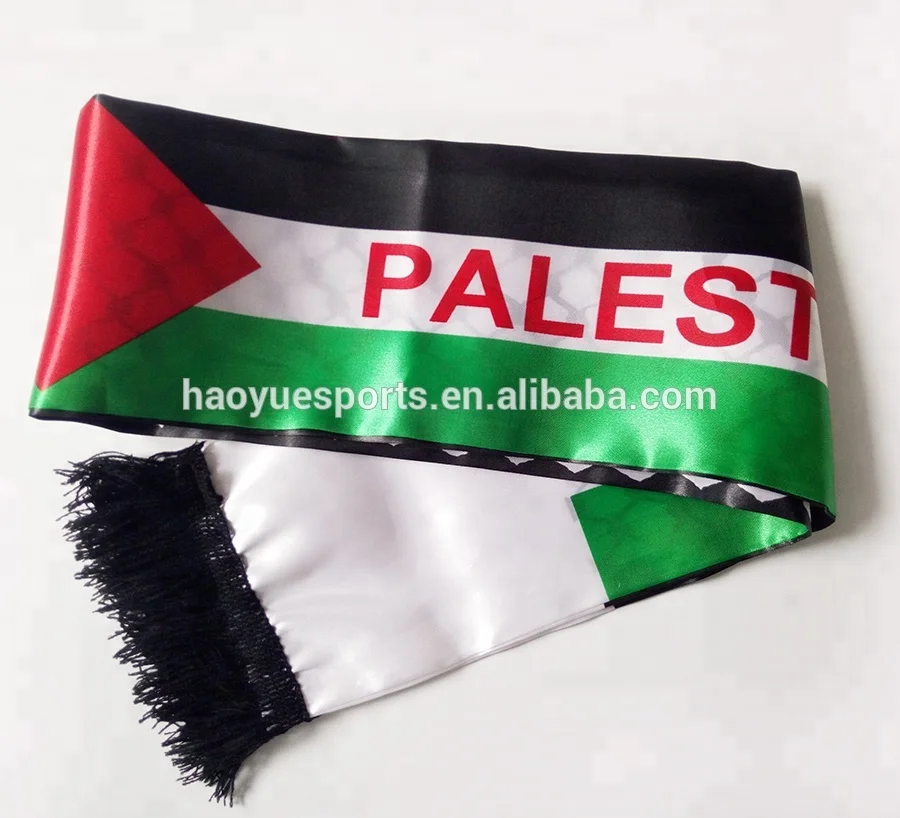 
Cheap Wholesale Satin Palestine Football Scarf Palestine National Day Scarf 