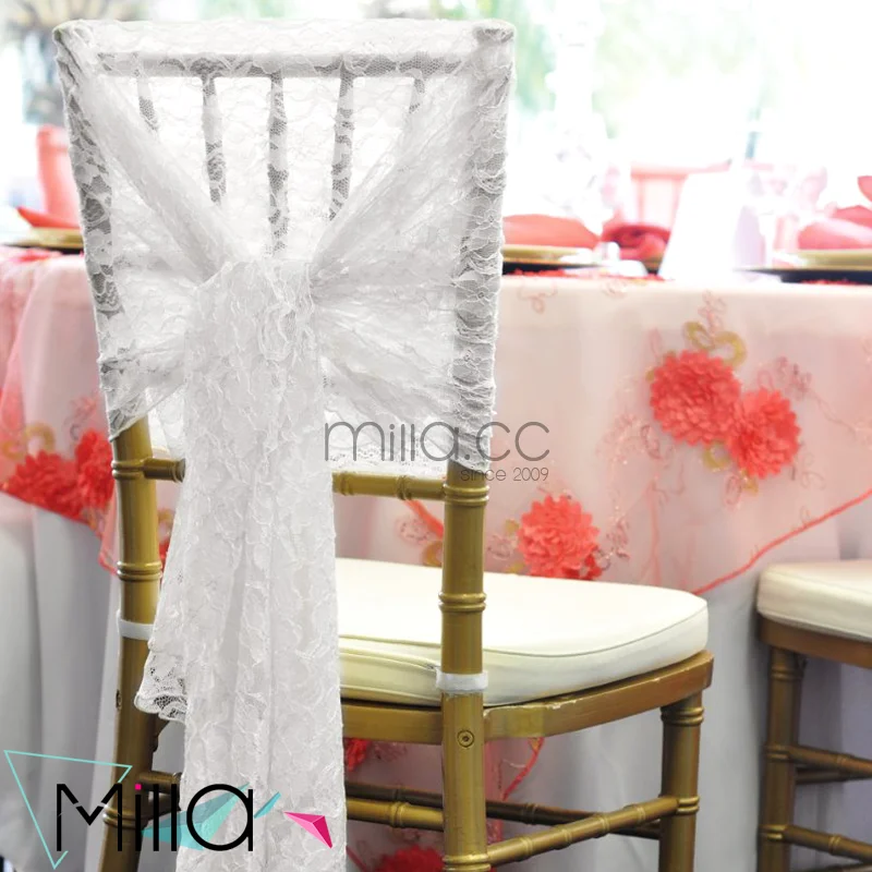 
Lace chair covers sashes 