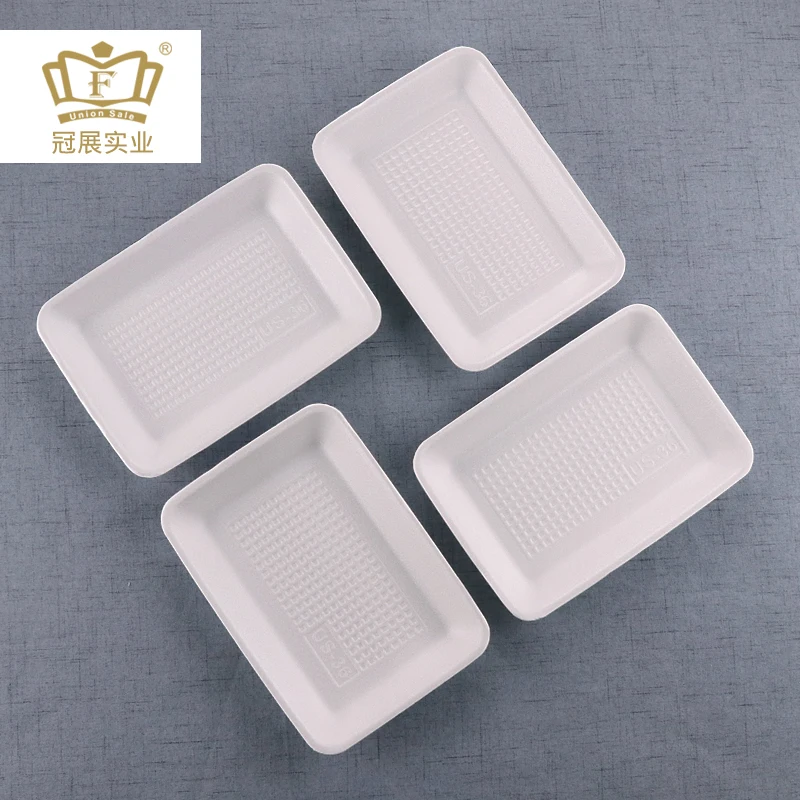 21*15*2.5 Disposable plastic foam tray food grade ps material foam plate for supermarket frozen meat food pack party plate