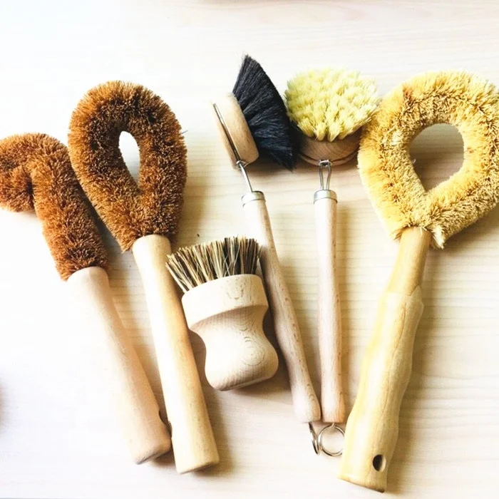 eco-friendly wood handle small wash brush for clean dishes kitchen brushes tool