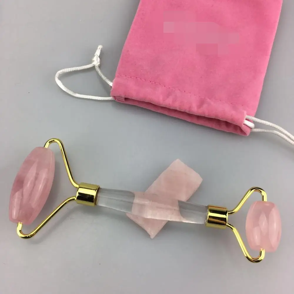  Newest and Hot selling Pink Crystal Message Roller Facial Rose Quartz Massage
