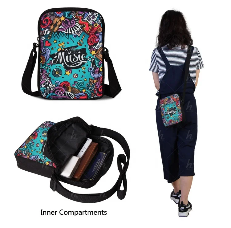 MOQ 1 PCS Small Messenger Bag Pattern Blank Canvas Polyester Crossbody Sling Bag
