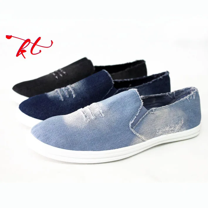 China manufacture cheap price Jeans upper scratch hole mens casual sneaker shoe