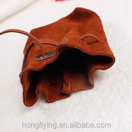 High quality cowhide suede leather pouch for jewelry