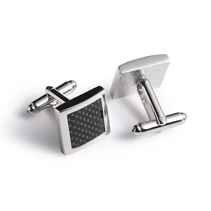 Производитель запонок, оптовая продажа, недорогие черные квадратные металлические запонки из углеродного волокна под заказ