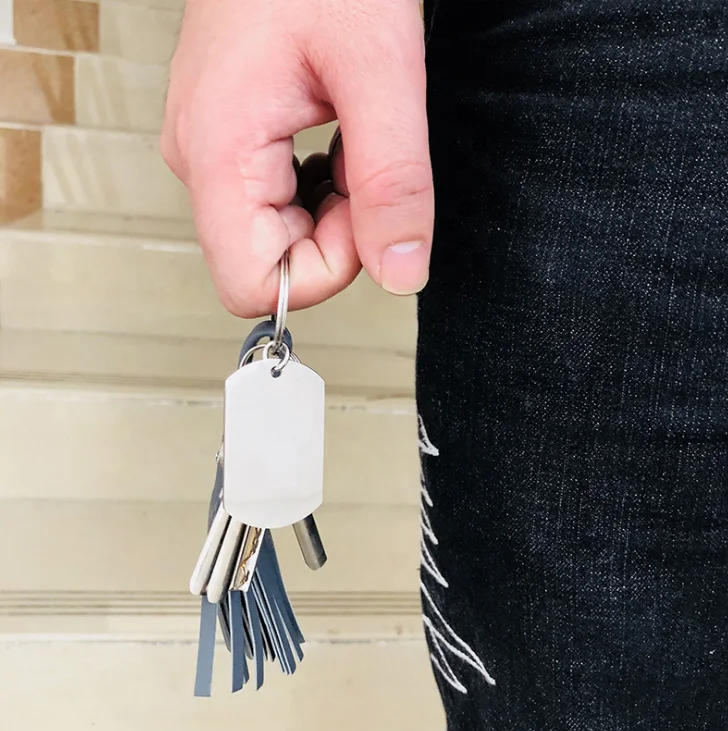 Металлический пустой брелок с логотипом на заказ, продолговатый металлический именной сублимационный брелок, железный брелок