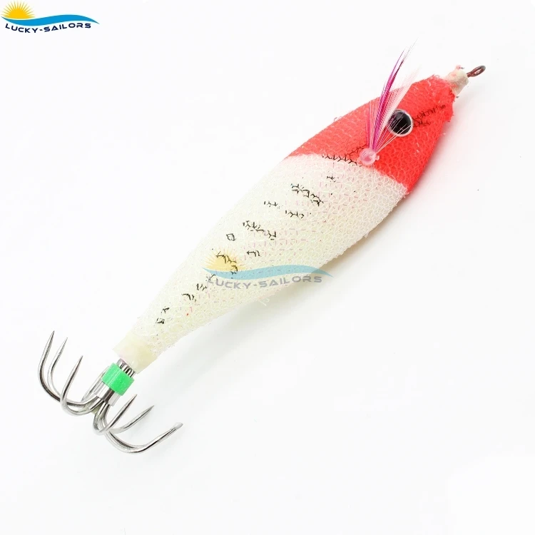HOT-selling Red head Noctilucent Soft Squid Hook Artificial Squid Jigs saltwater fishing