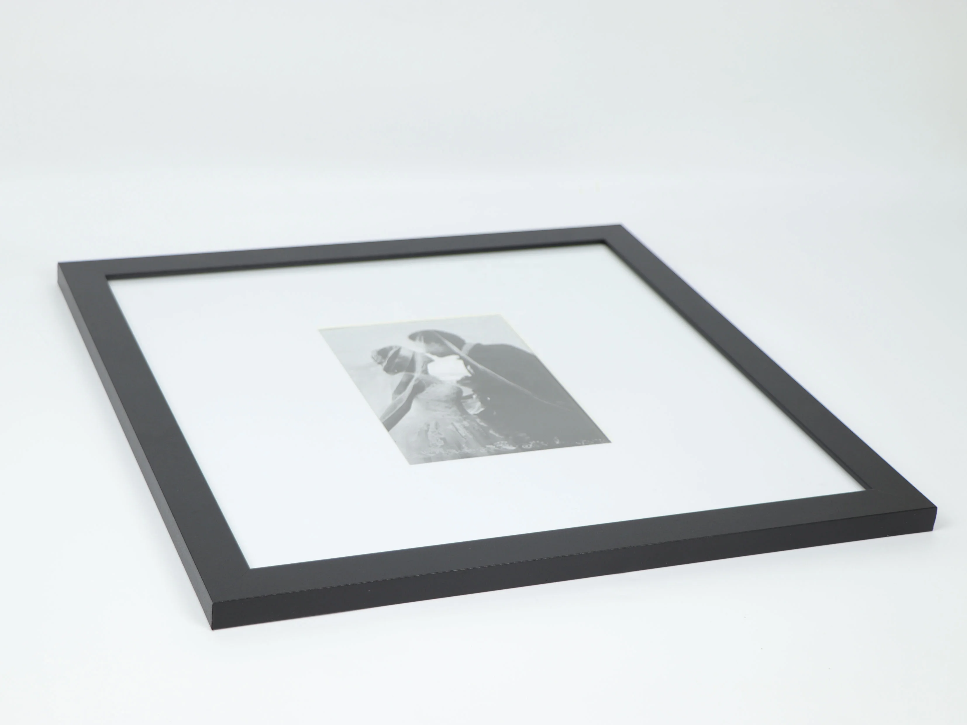 black 14x14 wedding Picture Frames, Guest signature frame, 2.2mm Glass with 1.2mm Mat to 5x7 photo..