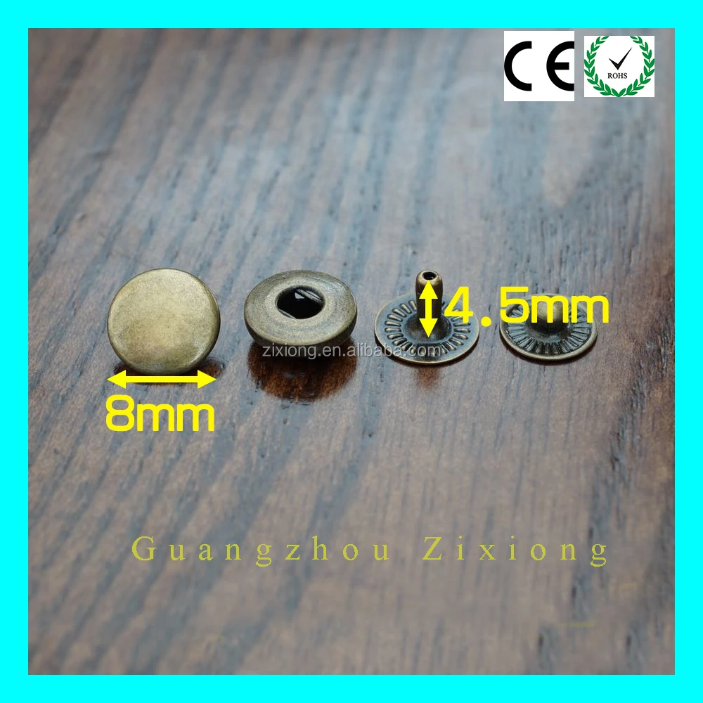 High Quality Antique Nickel Plating Garment Spring Type Press Snap Buttons Brass Spring Snap Button