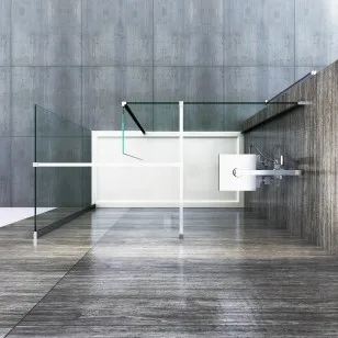 
SALLY 8mm Frameless Wetroom Walk in Glass Shower Door with Side Panel and Flipper Enclosure 