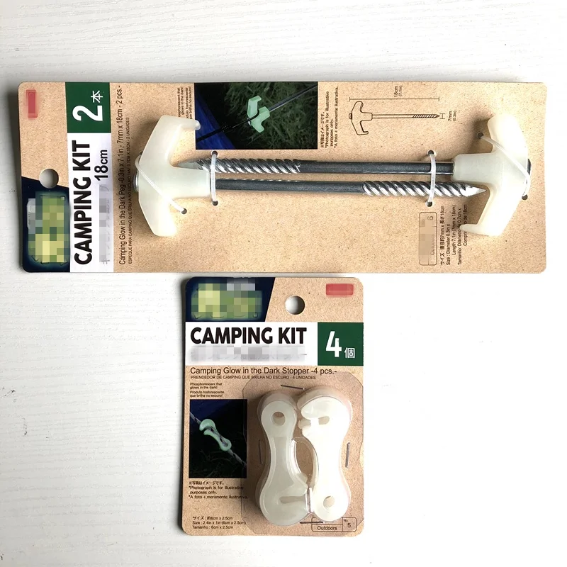 Glow in the dark steel tent pegs for outdoor camping