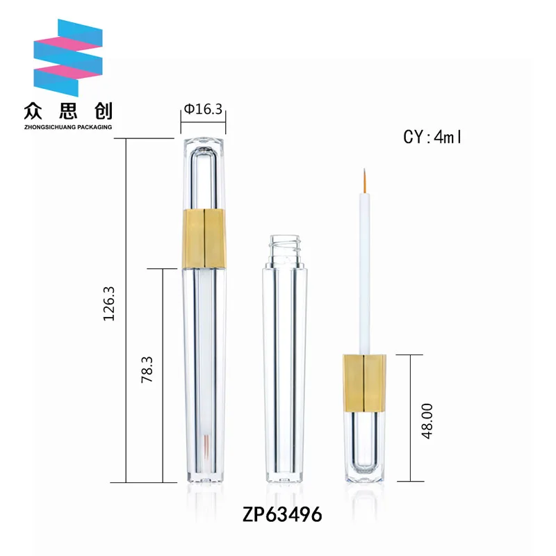 diamond crystal clear empty packaging lipgloss metallic rose gold slim liquid eyeliner container tubes eyelash serum bottle