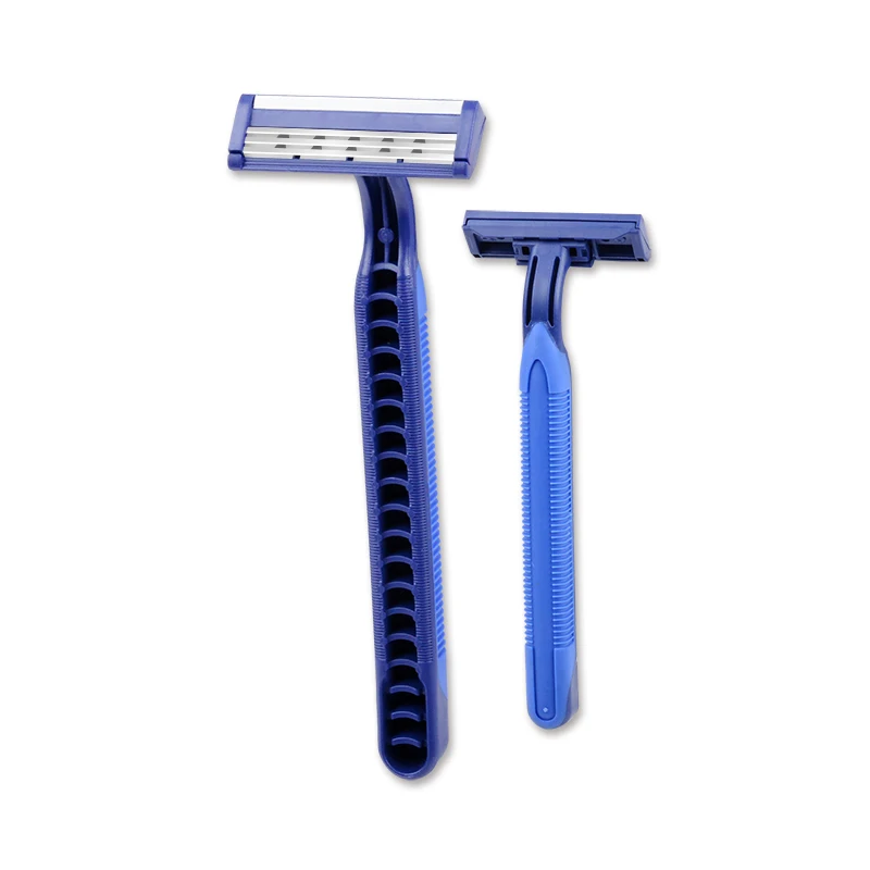 straight rubber handle  3 blade disposable shaving razor