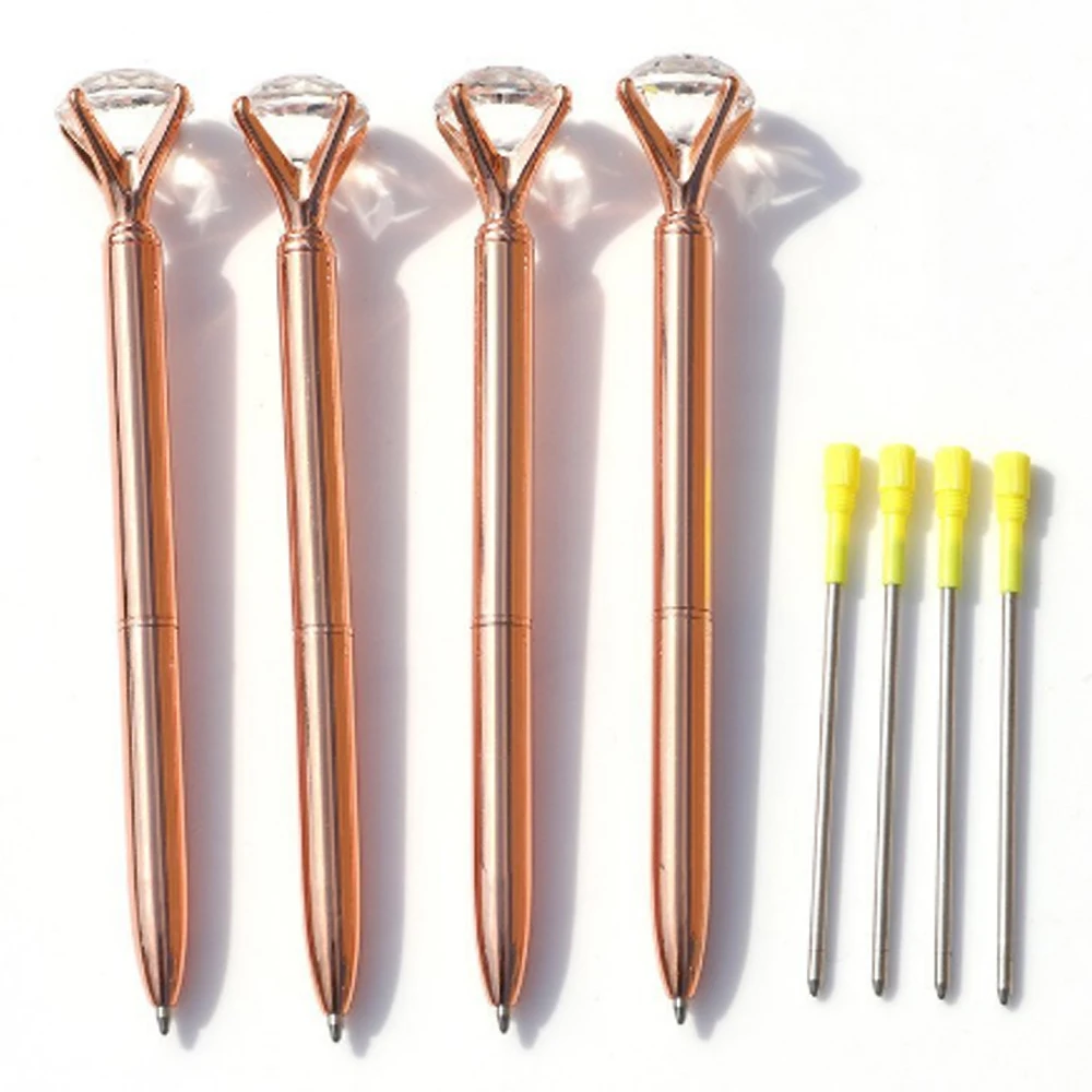 Gold Crystal Diamond Pen promotional gift ball pen Shiny Metal Ball Pens for School Office 10 Different Colors With 10 Gift bags