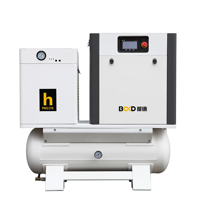 11KW 15HP PM combined type  rotary screw air compressor with air dryer, fine filters and air tank for laser machine