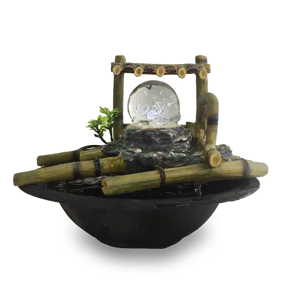 resin decorative indoor waterfall bamboo water fountain