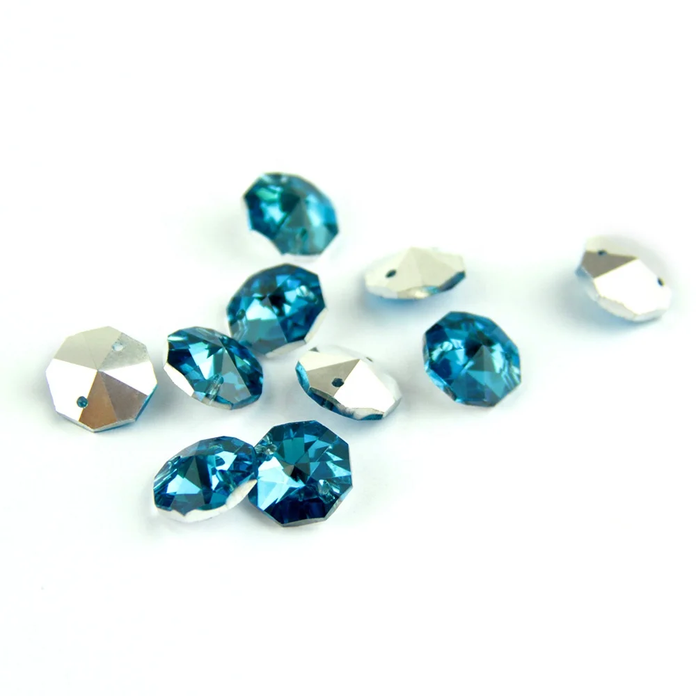 Honor of crystal 14mm 50pcs dark amethyst/red/blue/clear with back crystal glass beads 8-faceted for chandelier clothes jewelry decor